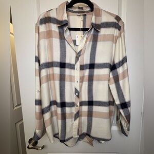 NWT ANTHROPOLOGIE HESTER & ORCHARD PLAID FLANNEL W/ SPLIT TAIL BACK